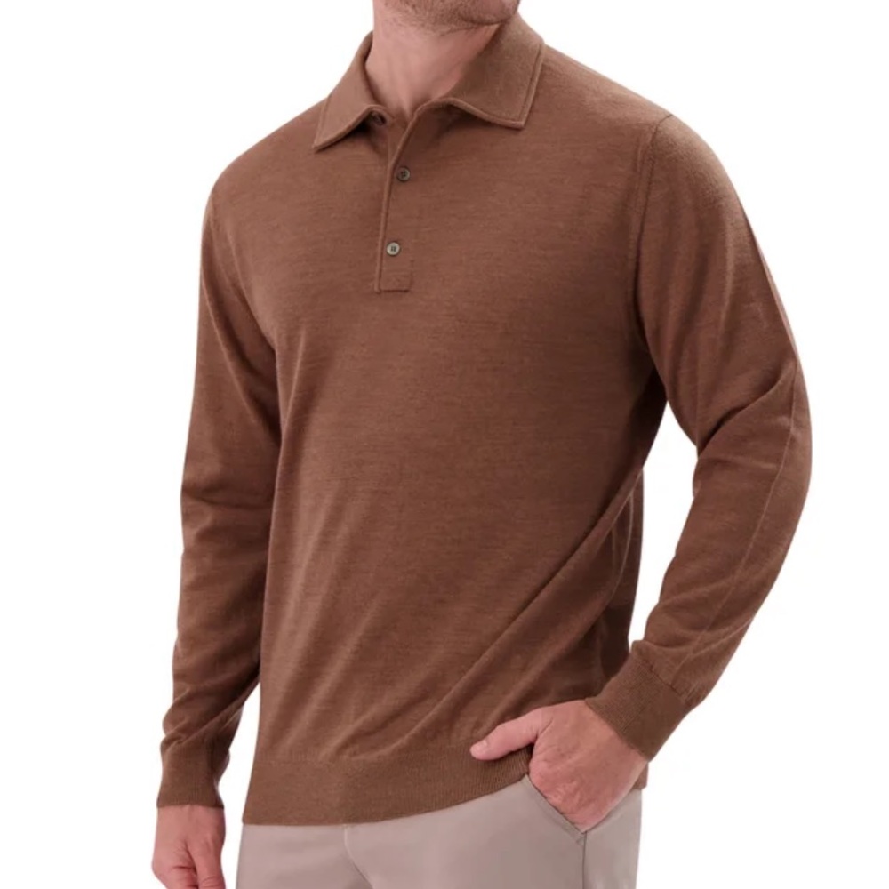 Modern English Men's Long Sleeve Merino Wool Polo Sweater Size Small - Picture 2 of 5